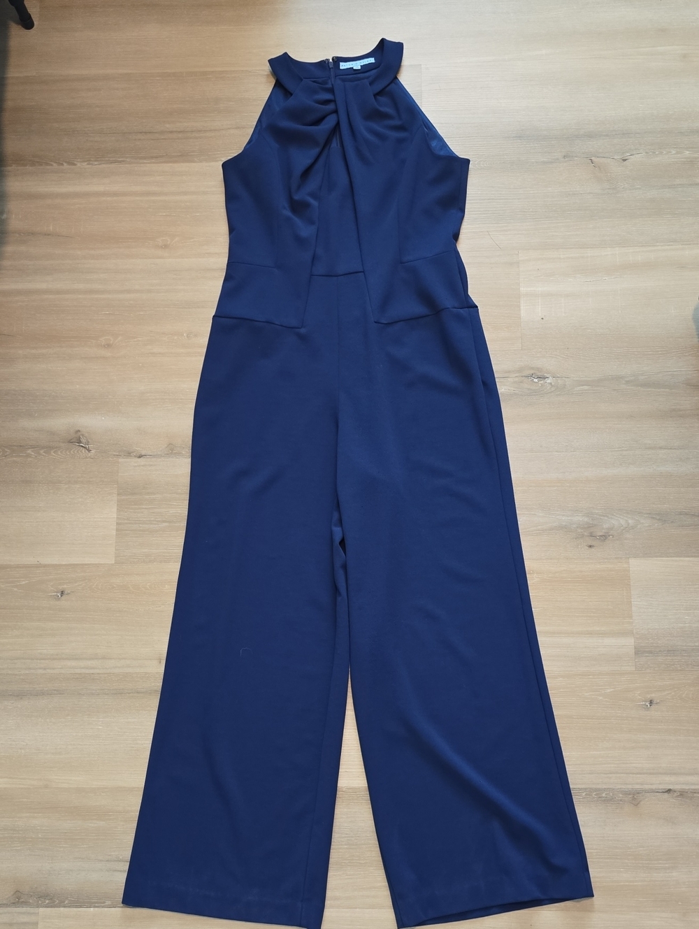 ANTONIO MELANI Navy Halter Wide-Leg Jumpsuit Size 14